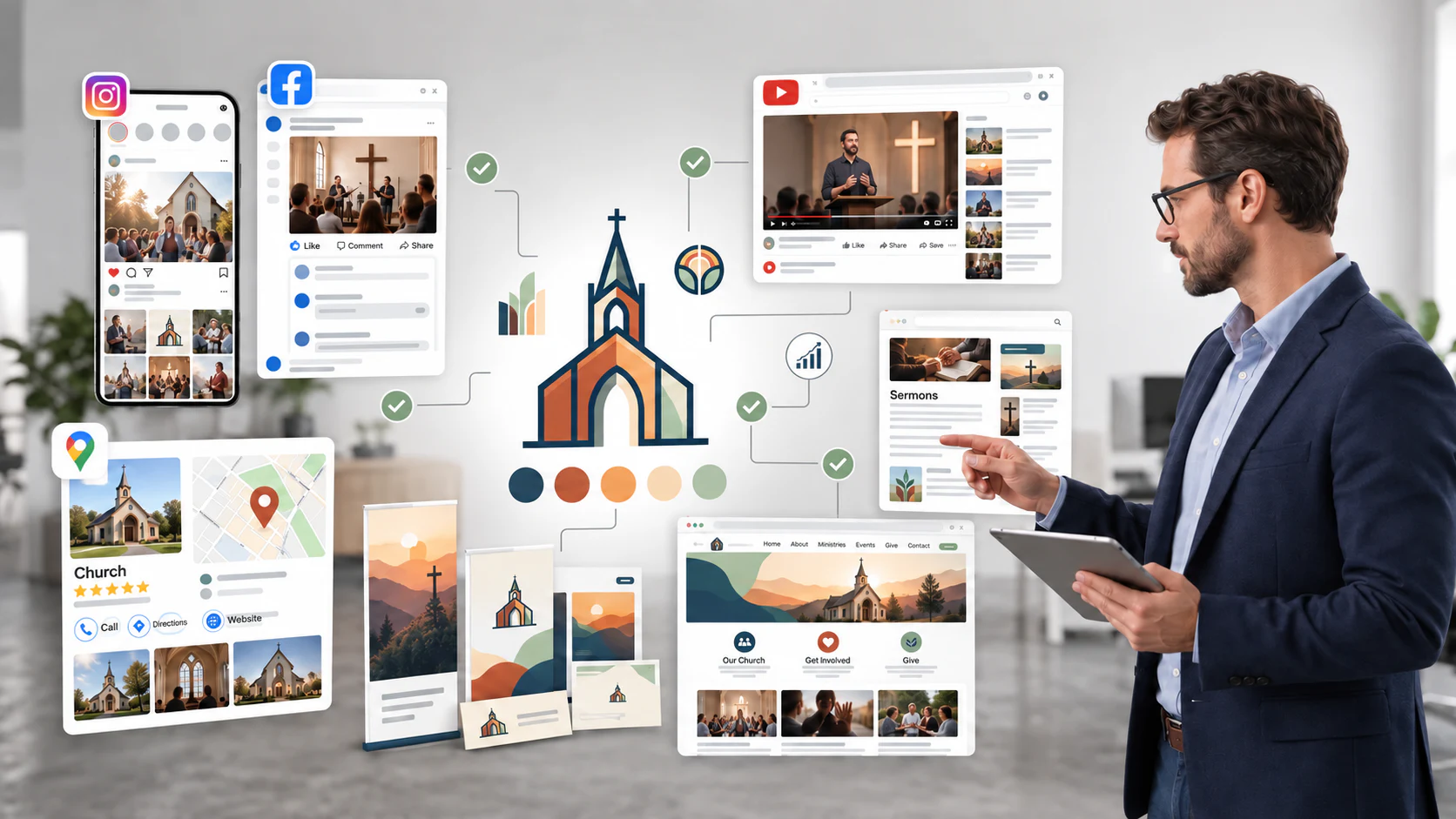 Assessment of a church’s identity across its website, social media, Google Maps and visual materials.